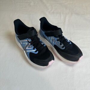New Balance Black Blue Pink Running Shoes Hook and Loop Sneakers Kids Girls SZ 1